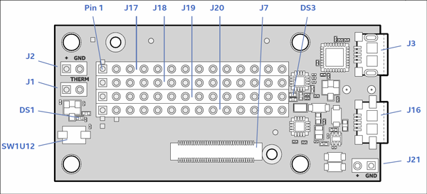 図2 Breakout Boardのジャンパー (ボードの表)